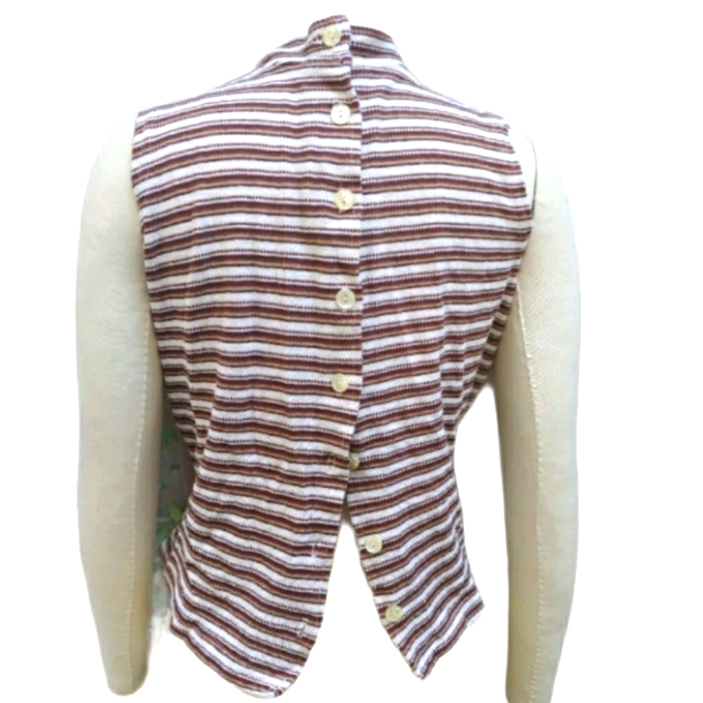 Vintage Star Cody Stripe Ribbed Button Back Top - Picture 2 of 5